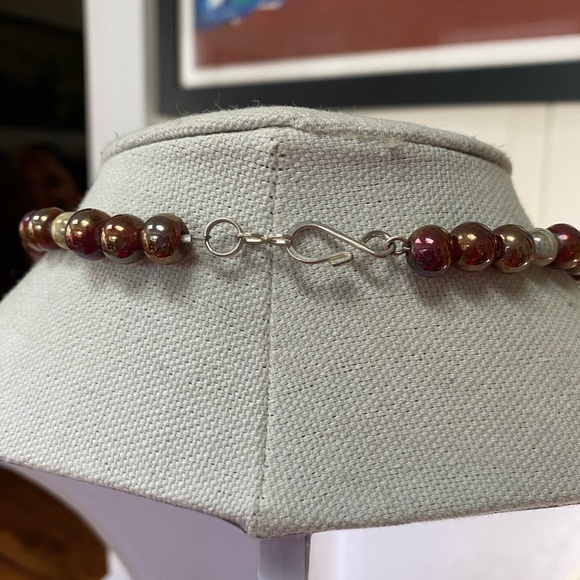 Agate and glass bead necklace - Picture 4 of 6